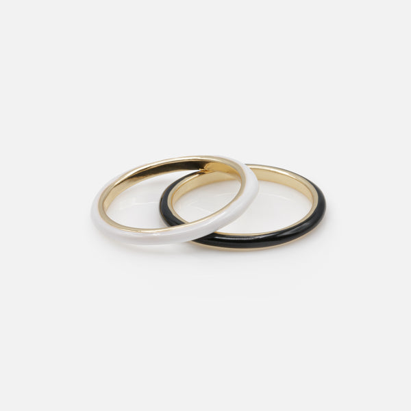 Load image into Gallery viewer, Duo of black and white gold rings
