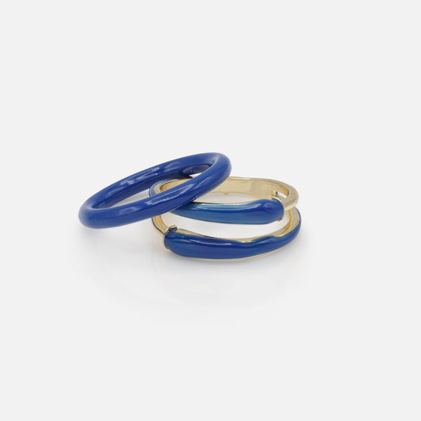 Load image into Gallery viewer, Duo of gold and navy rings
