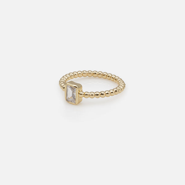 Load image into Gallery viewer, Duo of golden rings with rectangular stone and embossed ring
