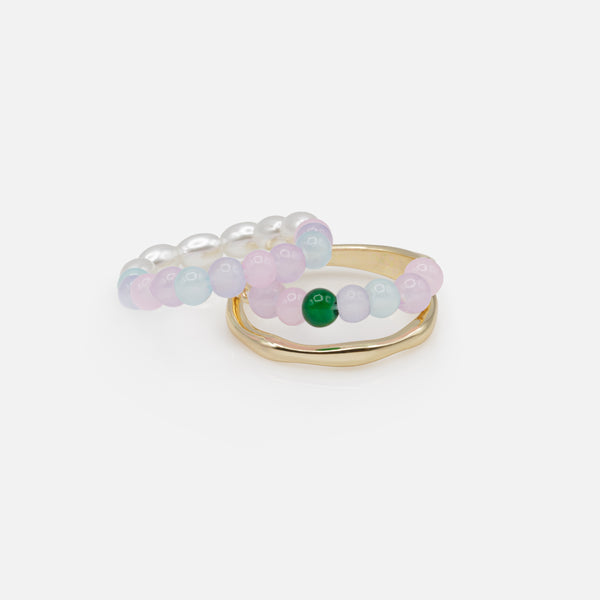 Load image into Gallery viewer, Duo of golden and expandable rings with colored beads
