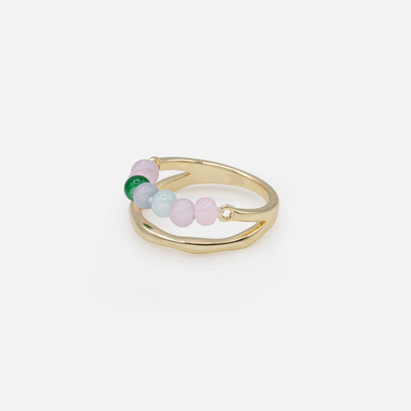 Load image into Gallery viewer, Duo of golden and expandable rings with colored beads
