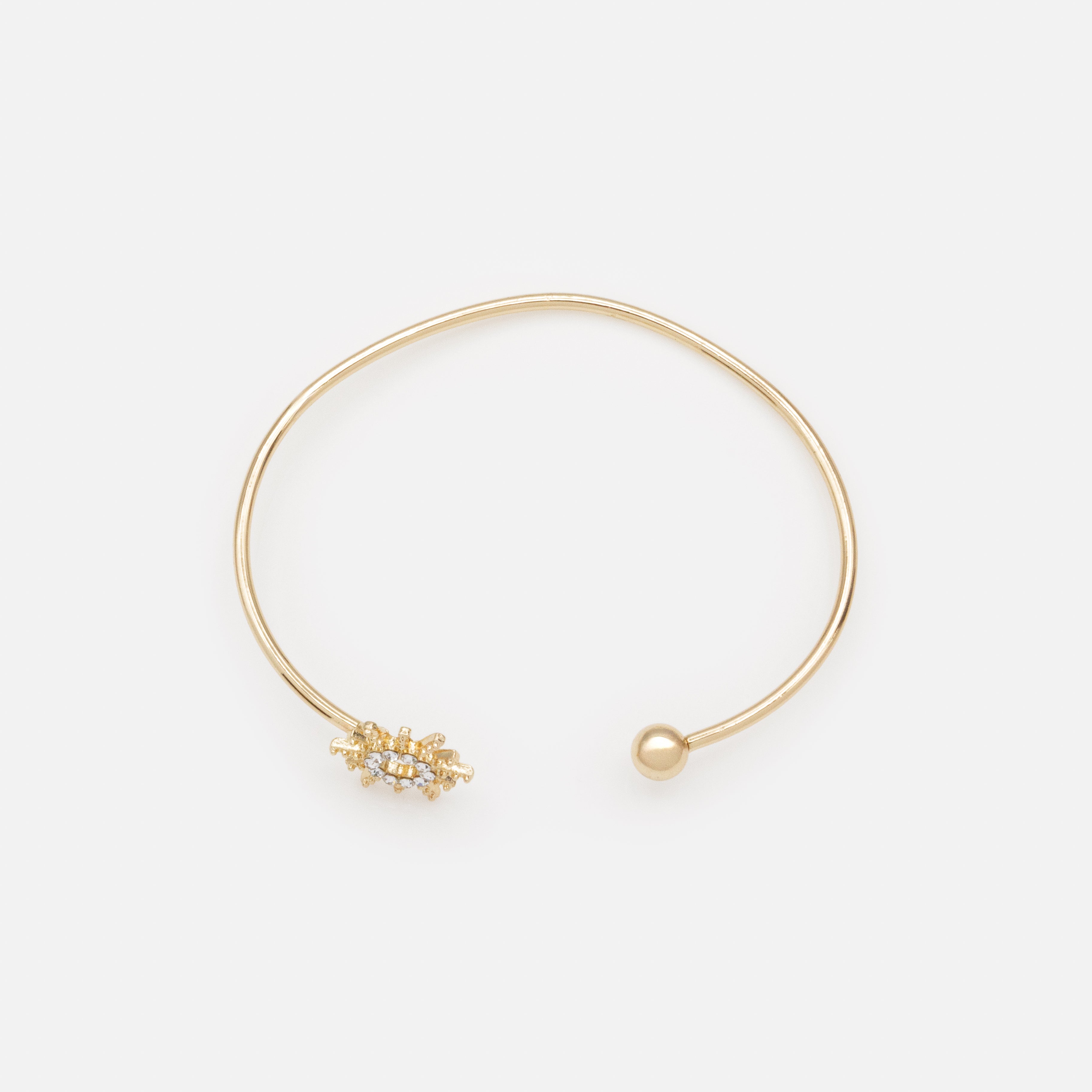 Bracelet rigide ajustable soleil doré avec zircons cubiques