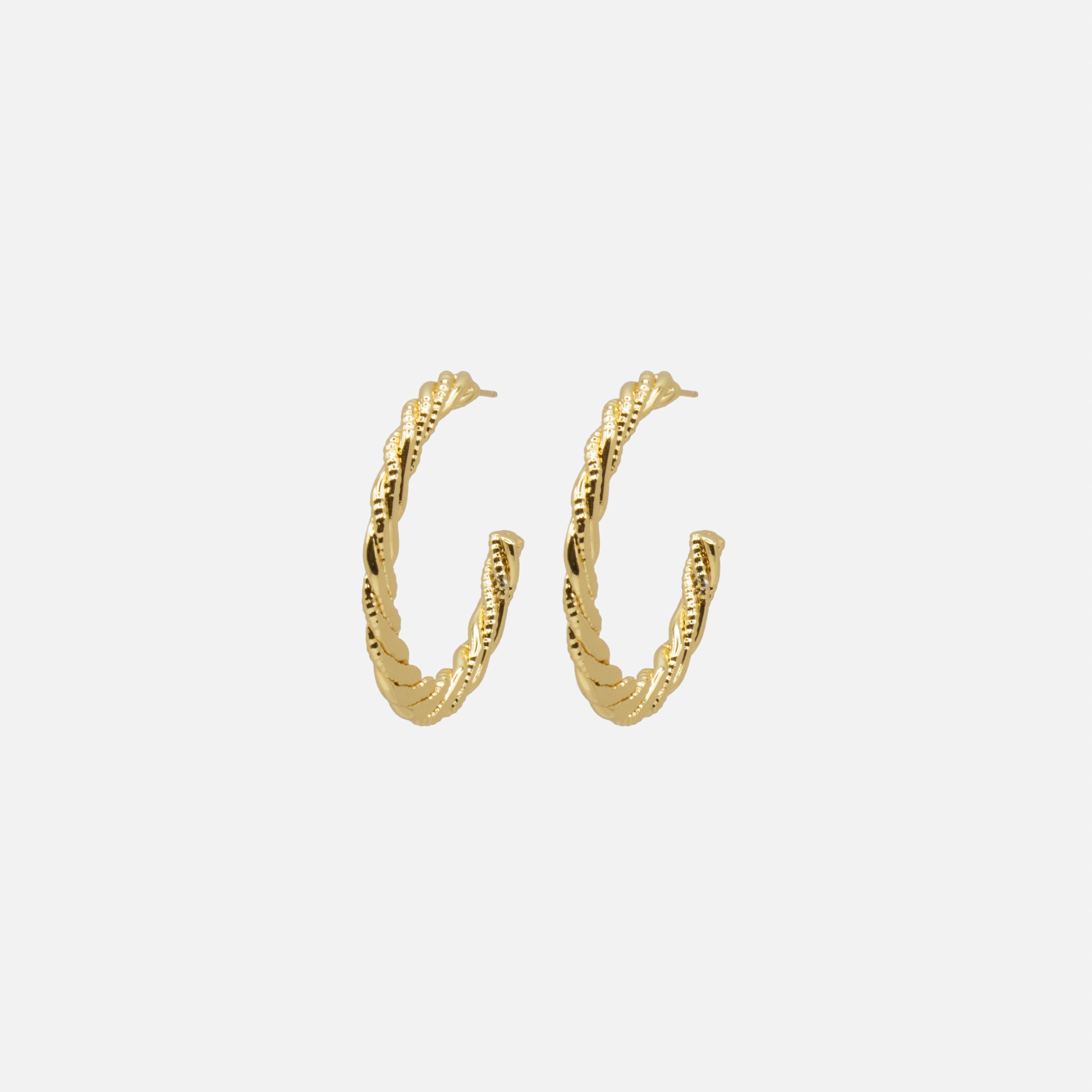 Textured Twisted Gold Hoop Earrings