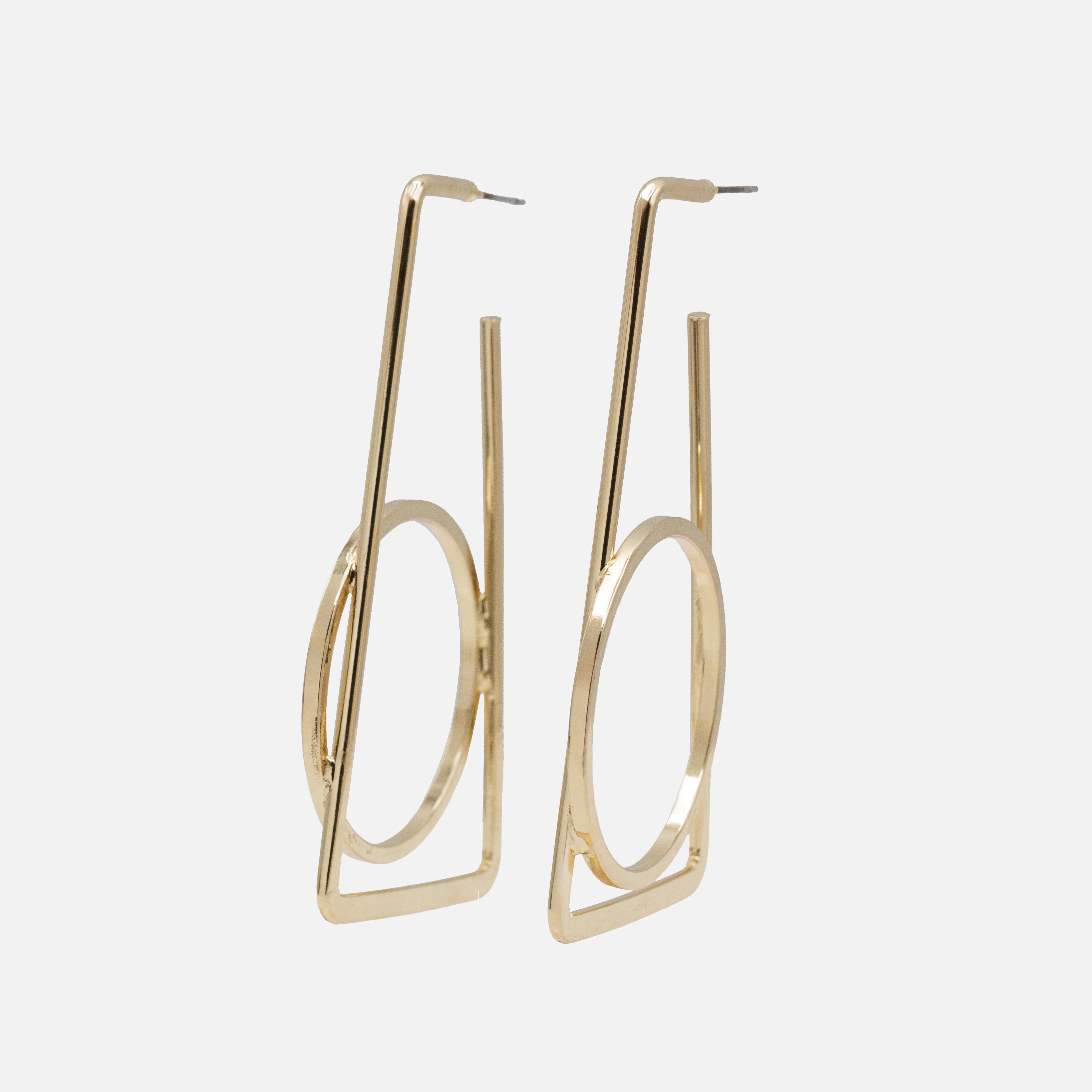 Large geometric gold earrings