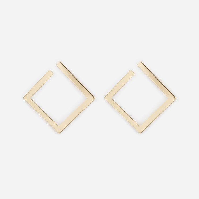Gold square earrings