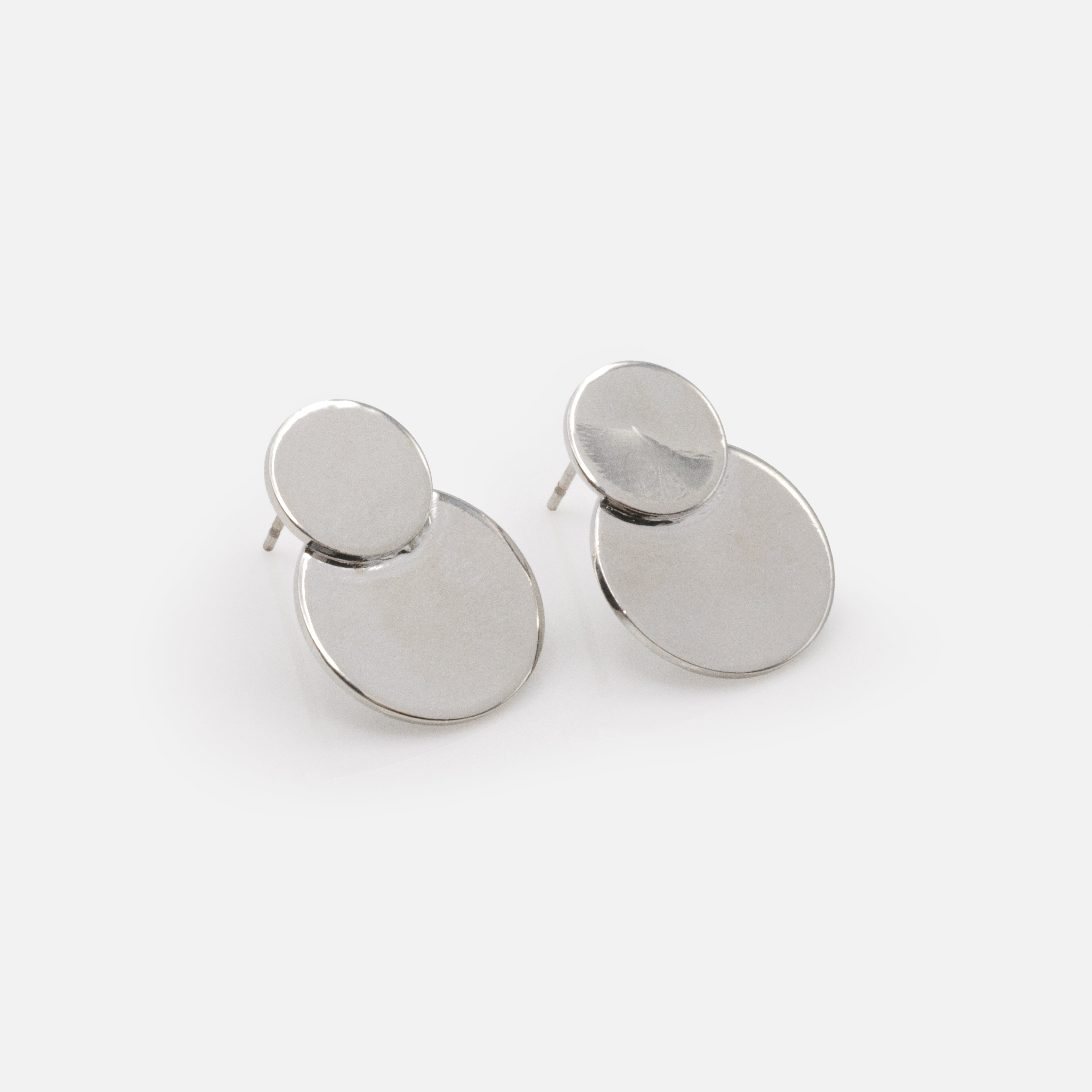 Boucles d'oreilles argentées cercles superposés