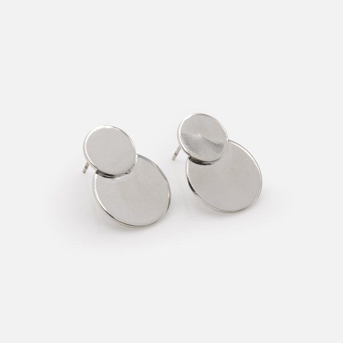 Boucles d'oreilles argentées cercles superposés