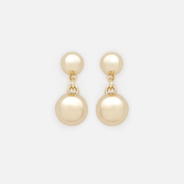 Charger l&#39;image dans la galerie, Boucles d&#39;oreilles dorées sphères pendantes
