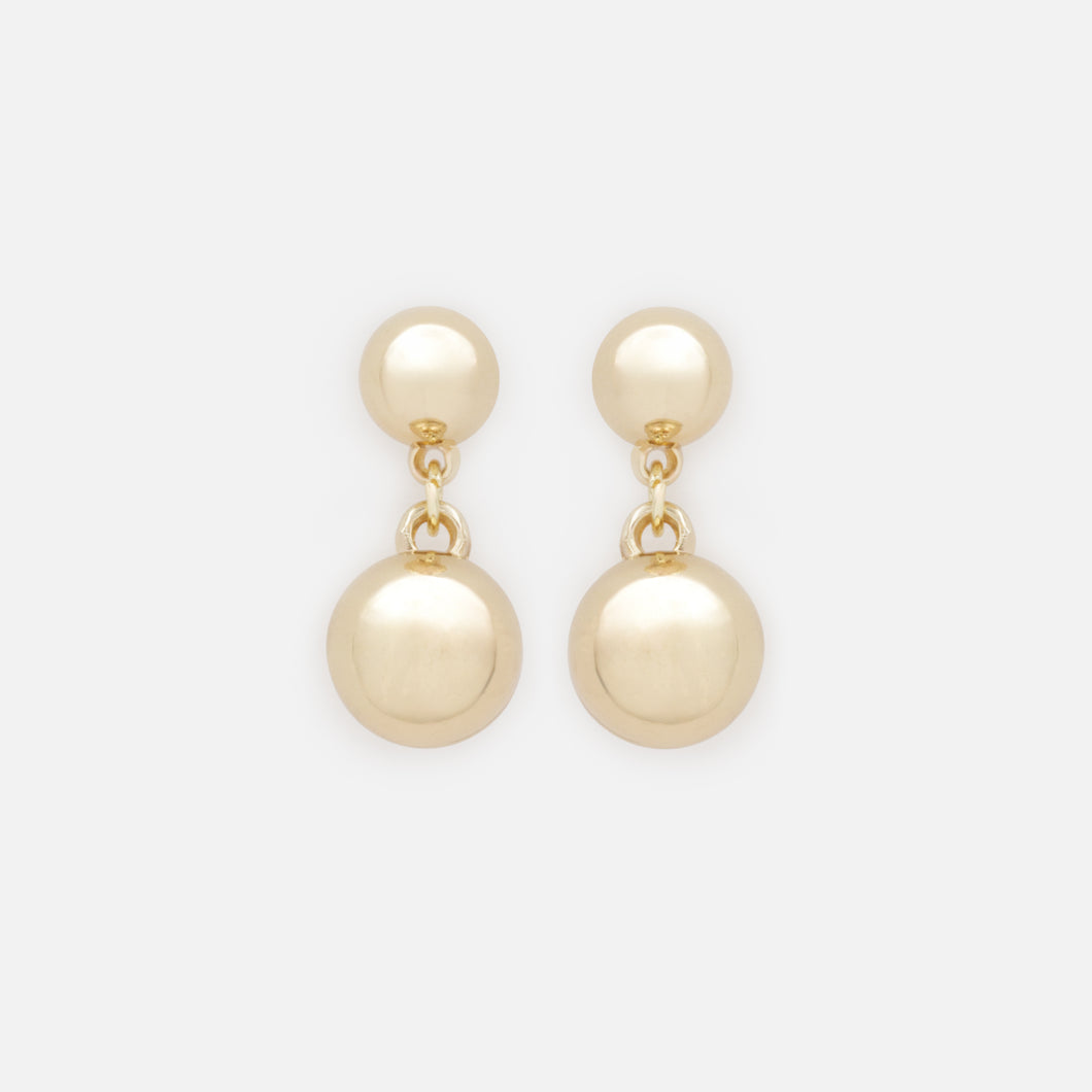 Boucles d'oreilles dorées sphères pendantes