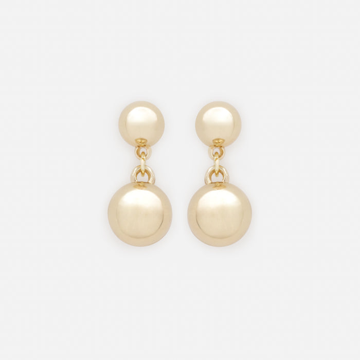 Boucles d'oreilles dorées sphères pendantes