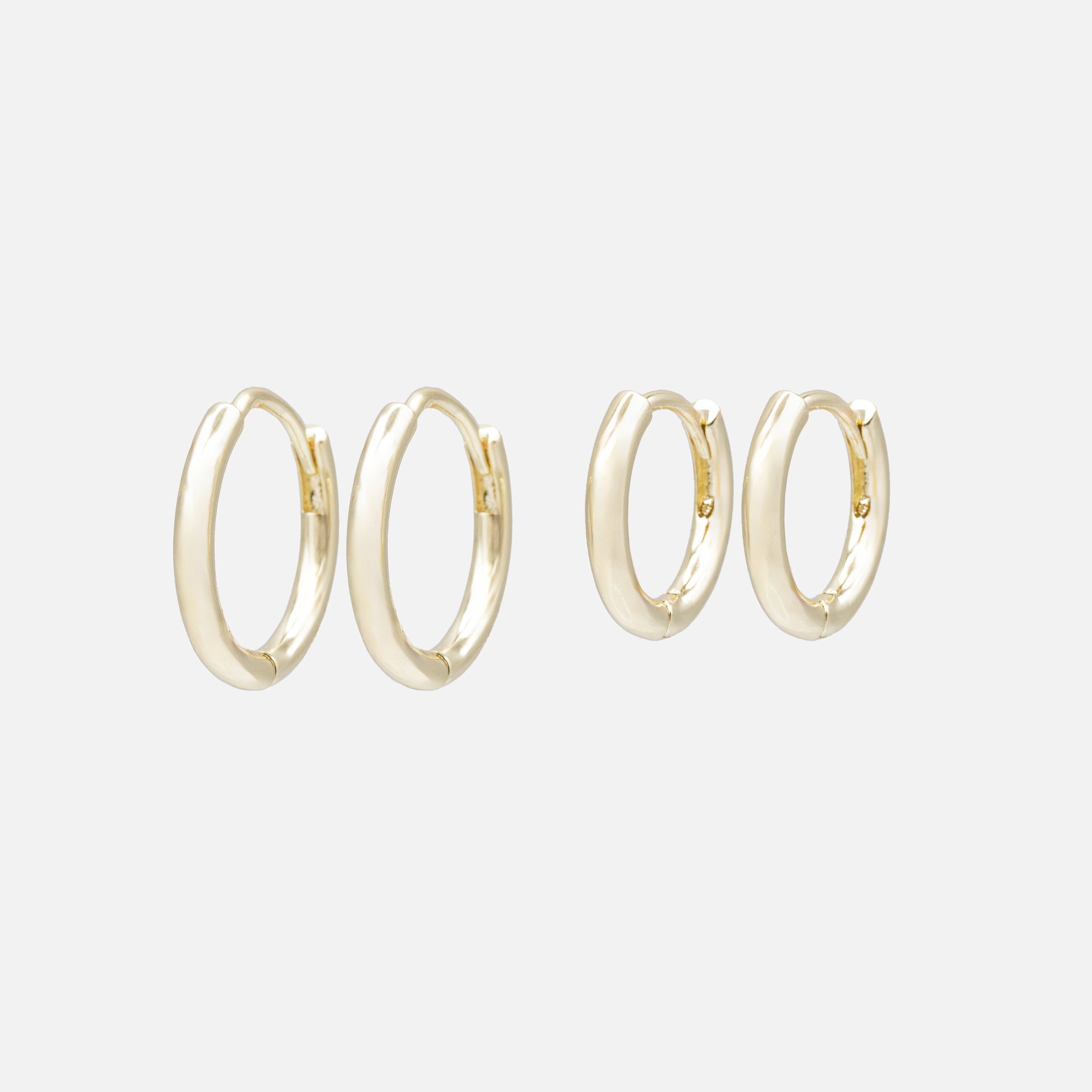 Classic Gold Huggie Hoop Earrings Duo