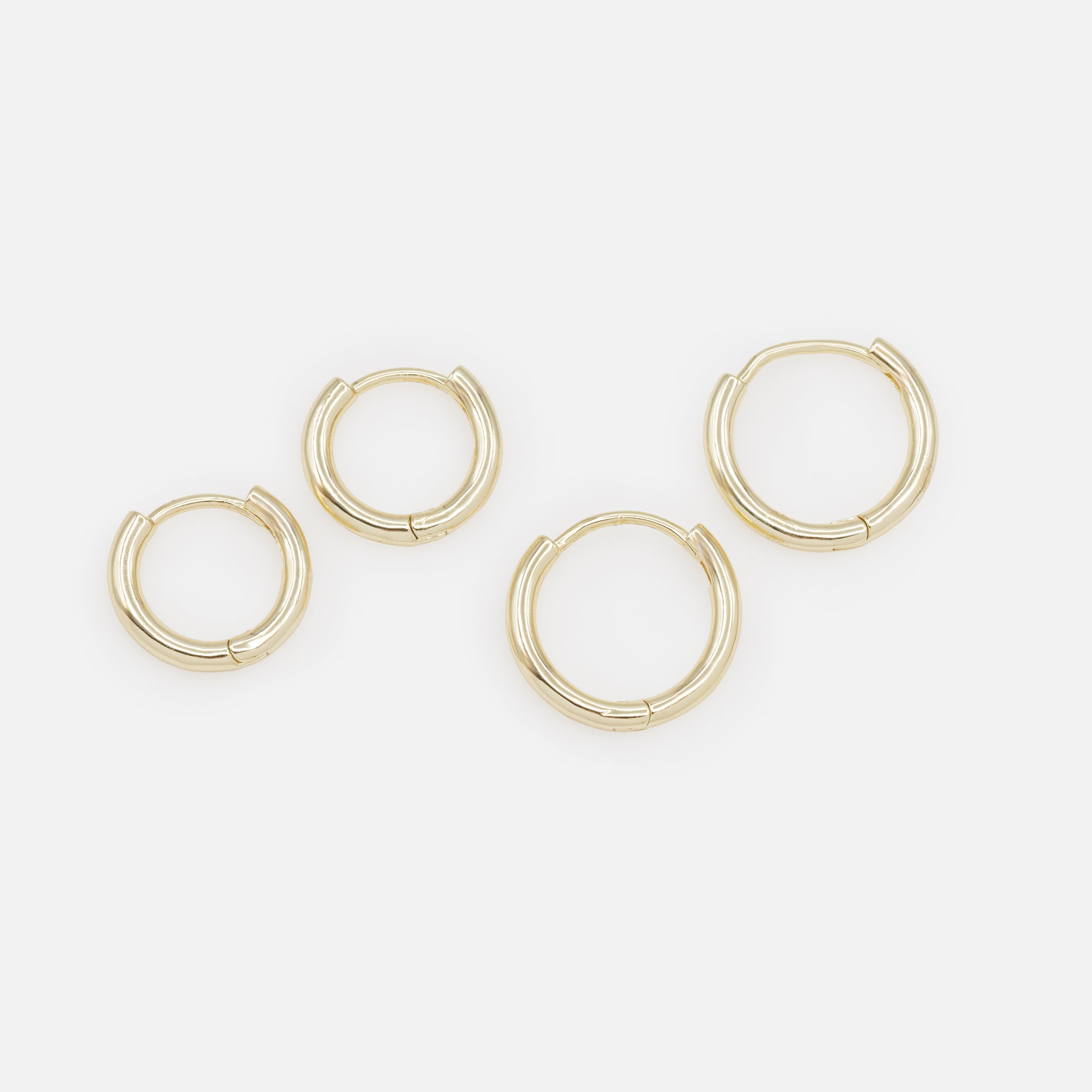 Classic Gold Huggie Hoop Earrings Duo