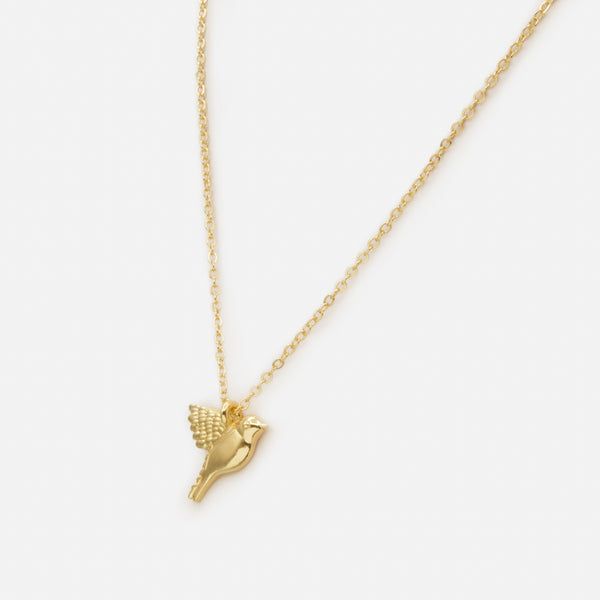 Charger l&#39;image dans la galerie, Collier doré avec breloque oiseau
