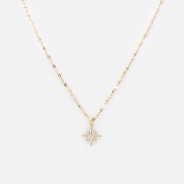Load image into Gallery viewer, Gold necklace with star charm and cubic zirconia
