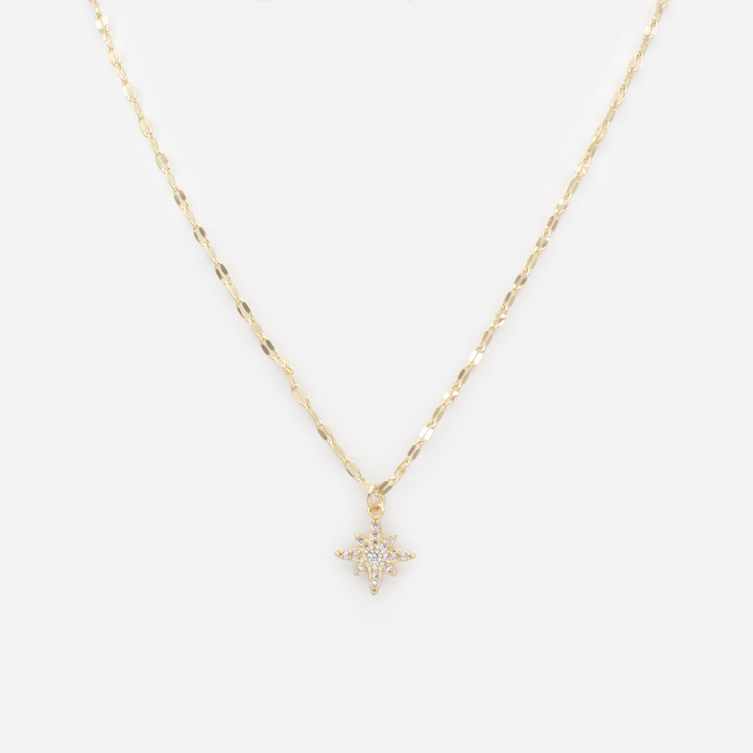 Gold necklace with star charm and cubic zirconia