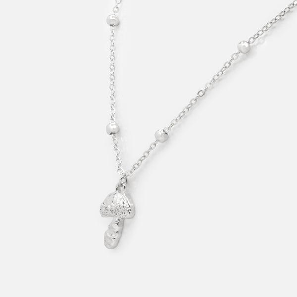 Charger l&#39;image dans la galerie, Collier argenté avec breloque champignon
