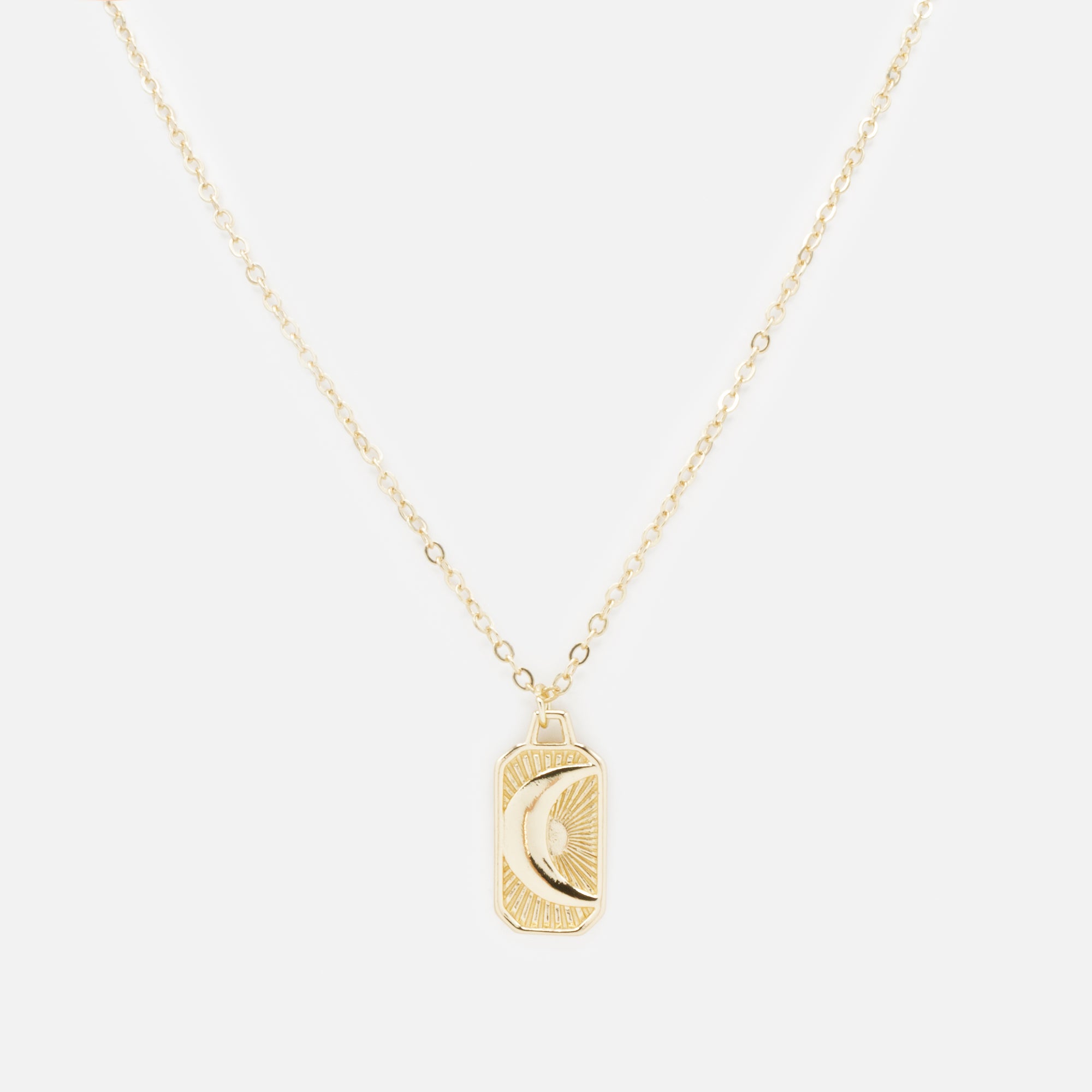 Collier doré avec breloque texturée croissant de lune