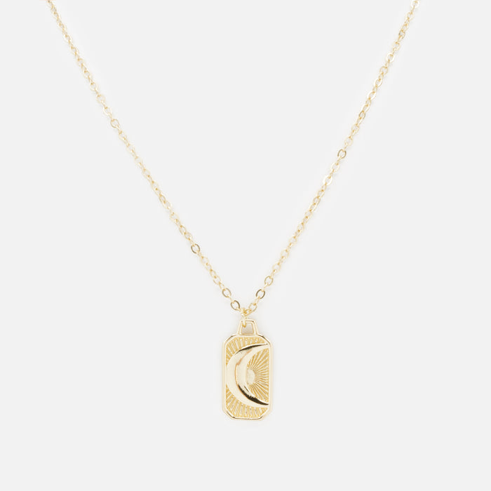 Collier doré avec breloque texturée croissant de lune