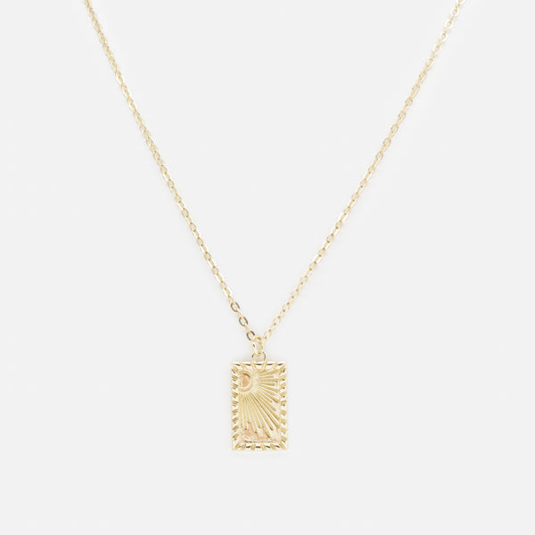 Charger l&#39;image dans la galerie, Collier doré avec breloque texturée soleil levant
