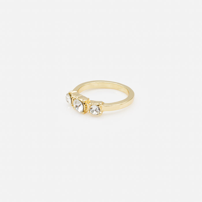 Trio of gold moon and star rings with cubic zirconia
