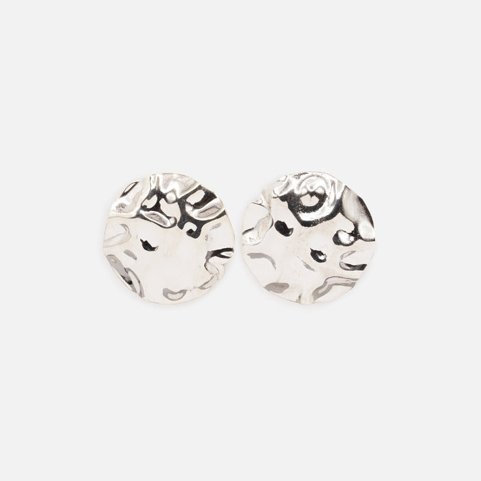 Silver hammered metal earrings