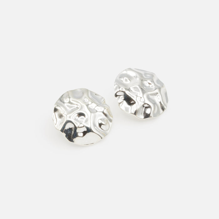 Silver hammered metal earrings