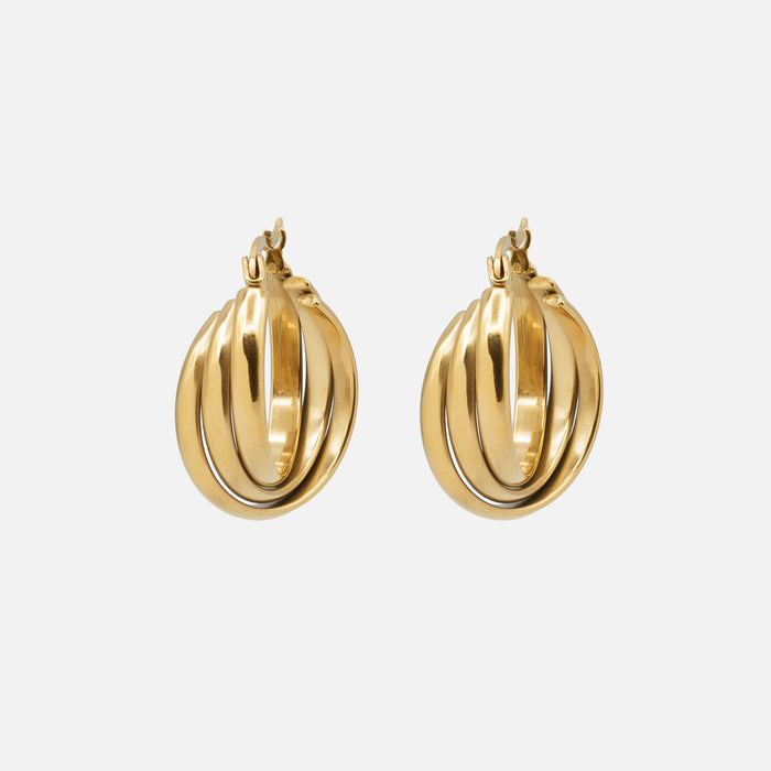 Intertwined gold hoop earrings