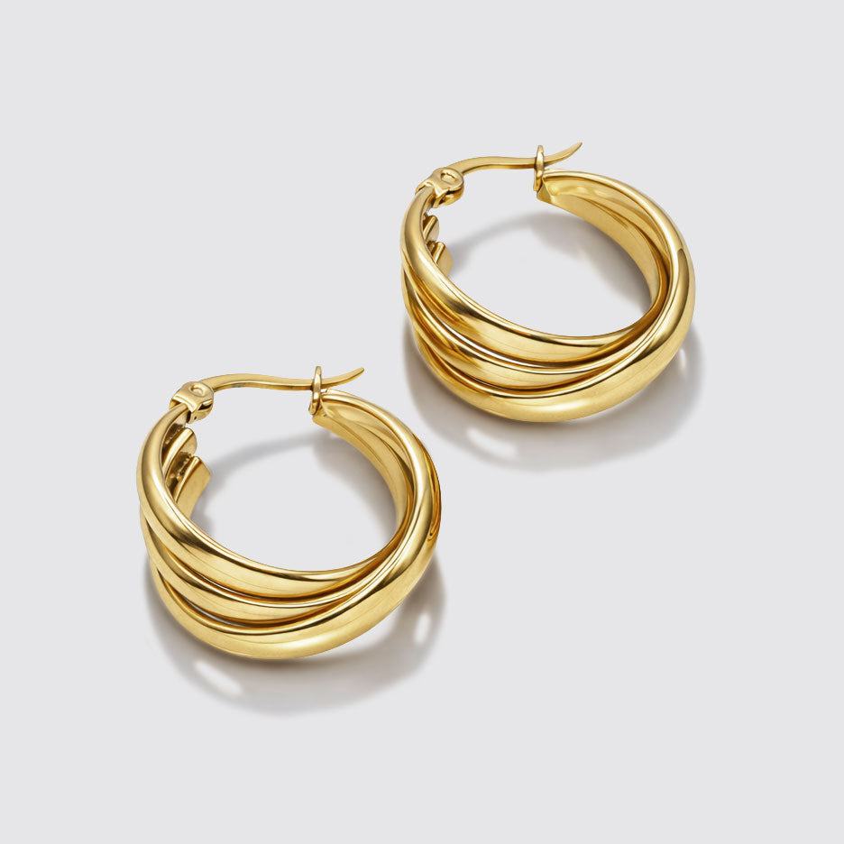 Boucles d'oreilles anneaux volumineux doré