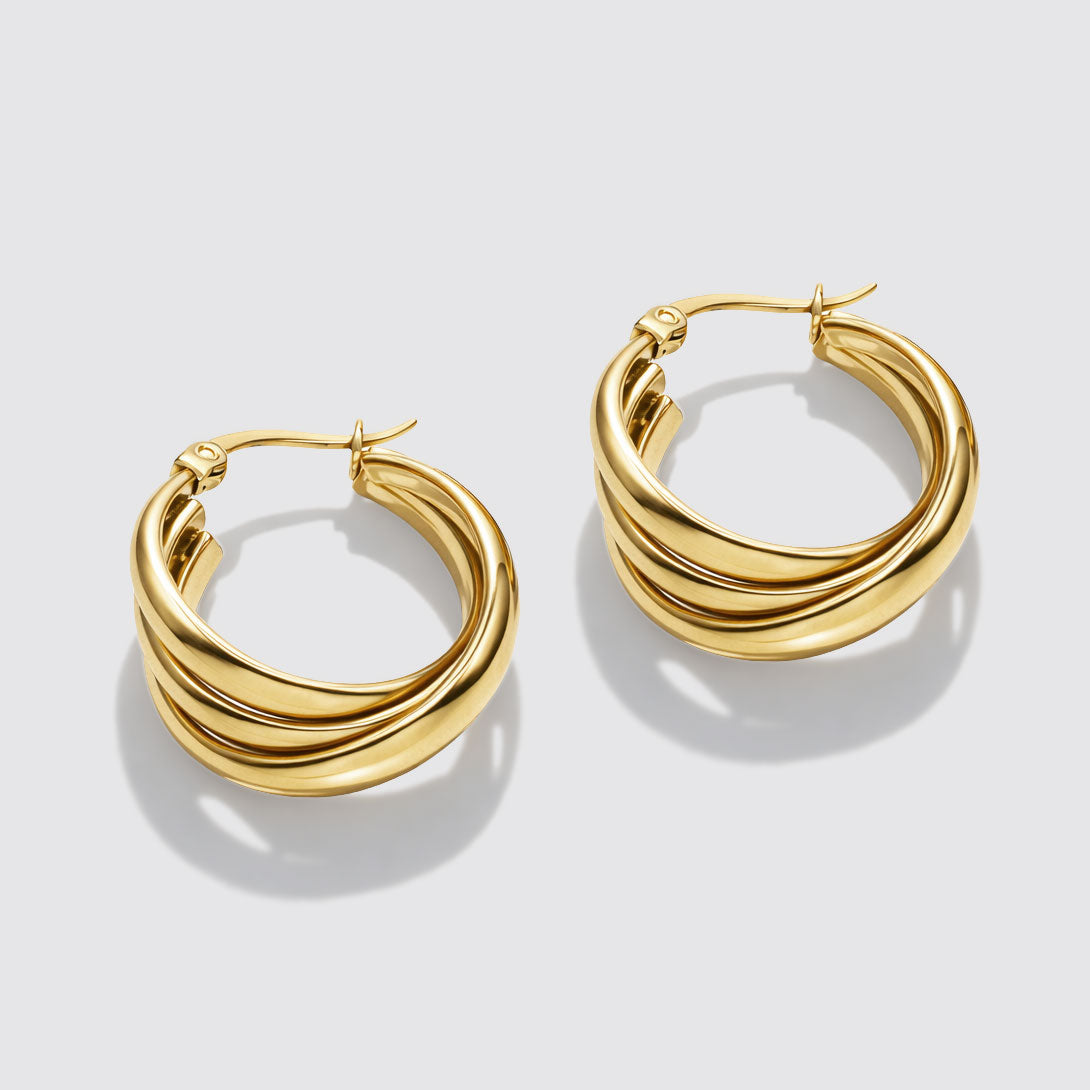 Boucles d'oreilles anneaux volumineux doré