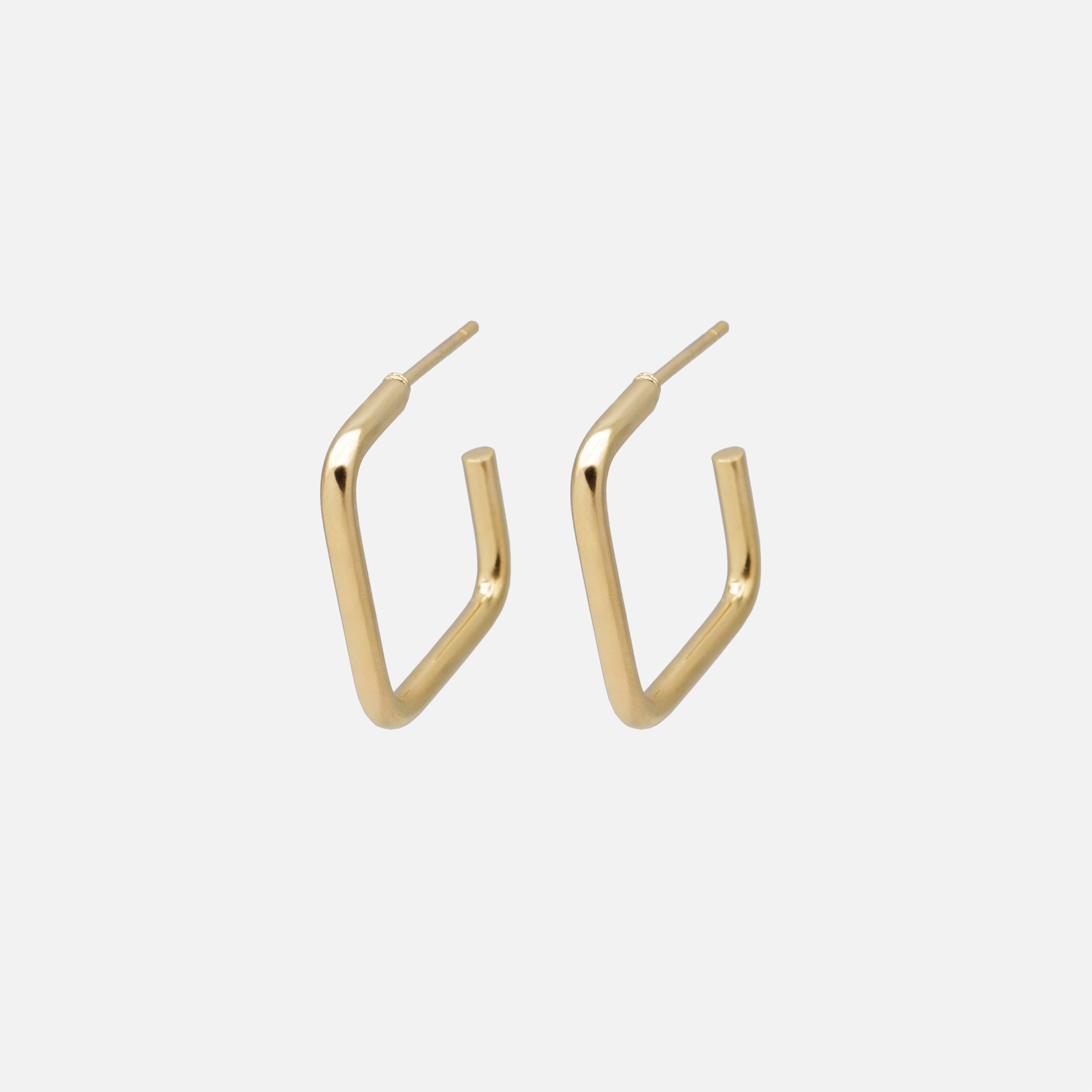 Rectangular gold hoop earrings