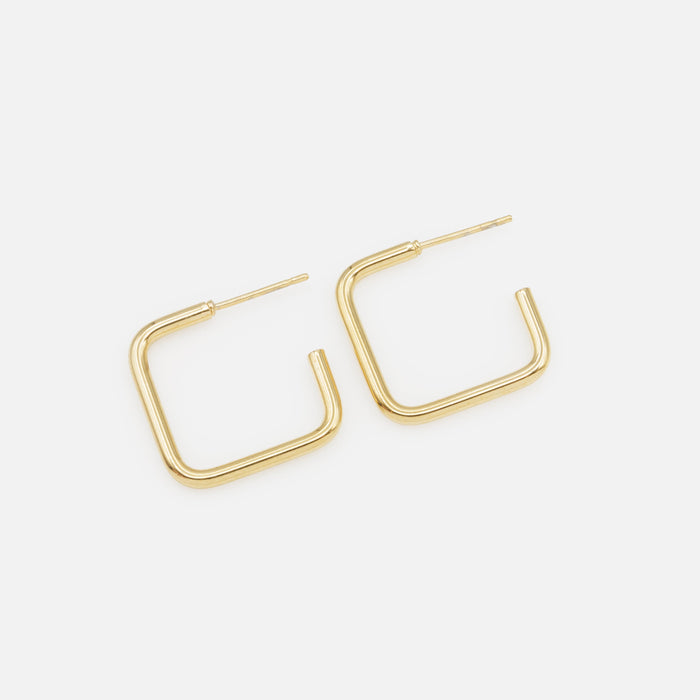 Rectangular gold hoop earrings