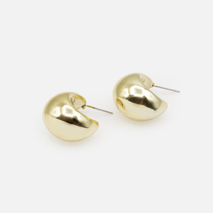 Large gold crescent moon earrings