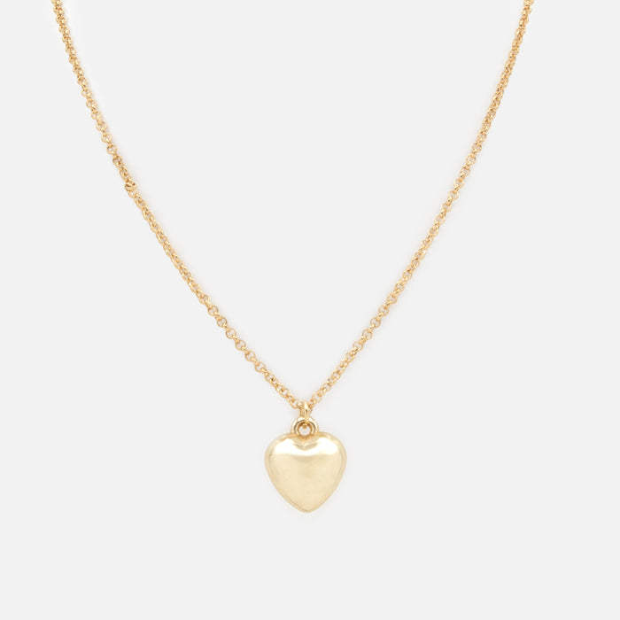 Gold domed heart necklace