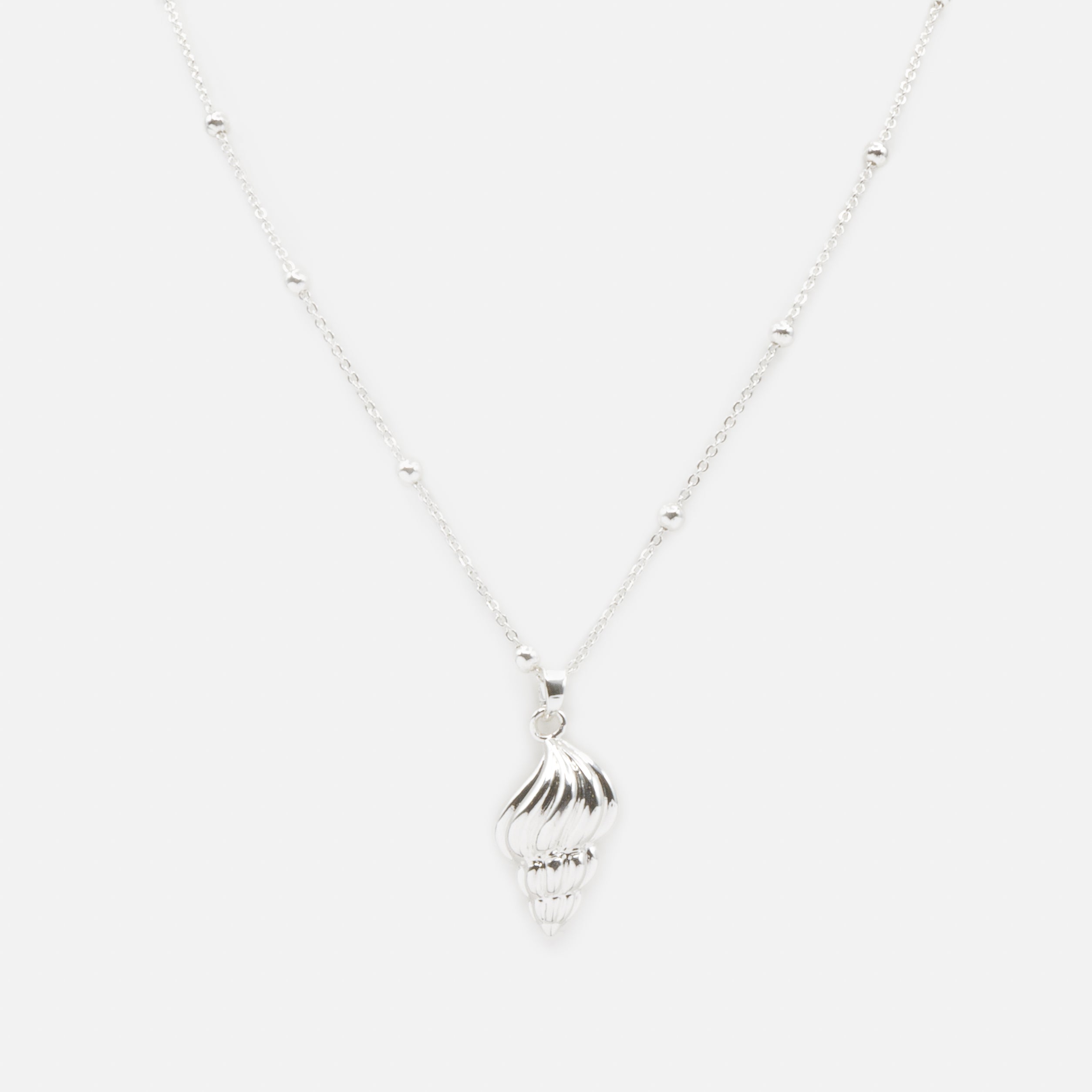 Silver spiral shell necklace