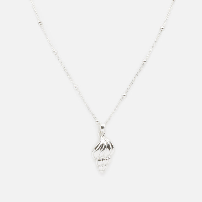 Silver spiral shell necklace