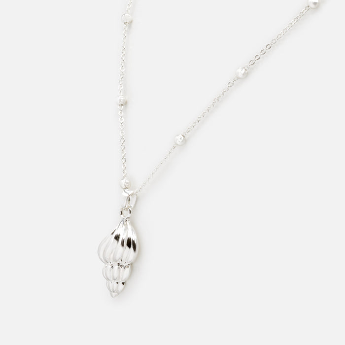 Silver spiral shell necklace