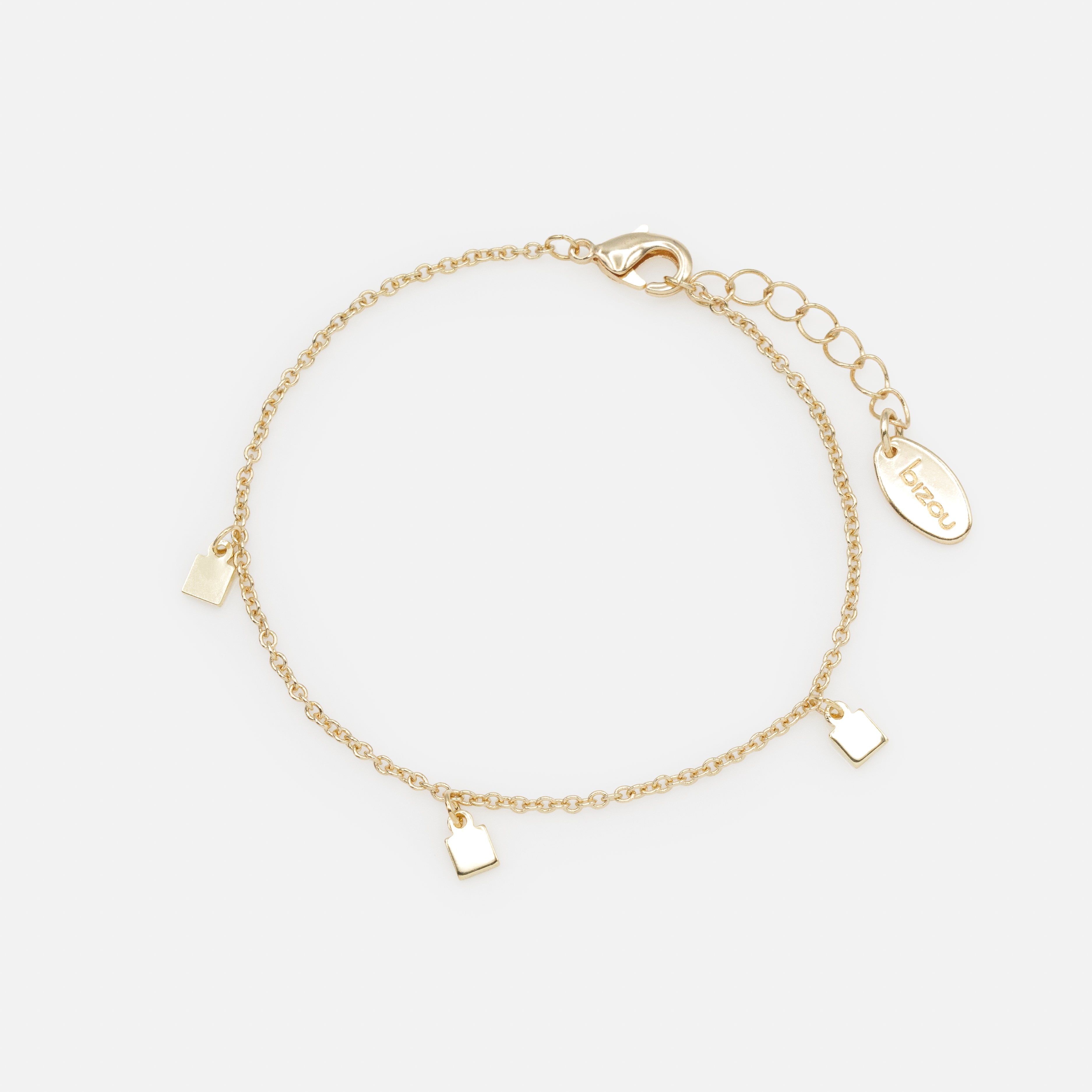 Gold bracelet with small square charms