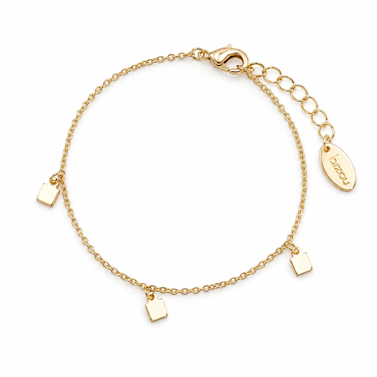 Gold bracelet with small square charms