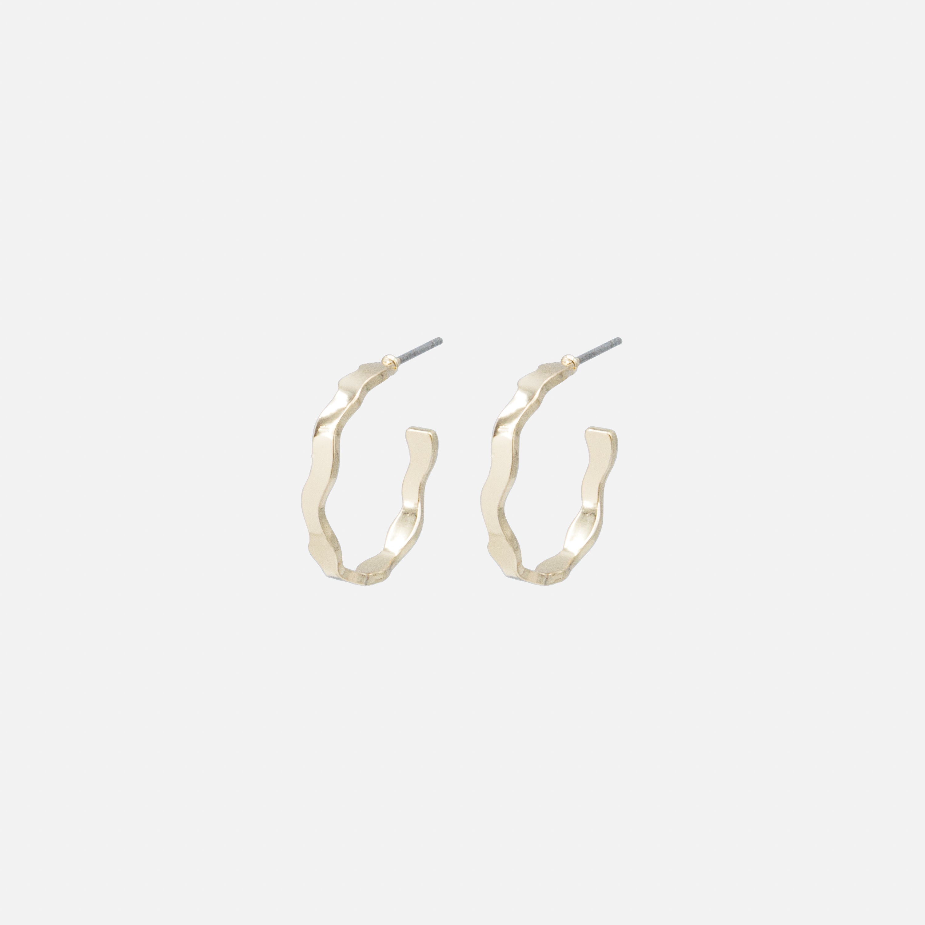 Boucles d'oreilles anneaux dorés ondulés