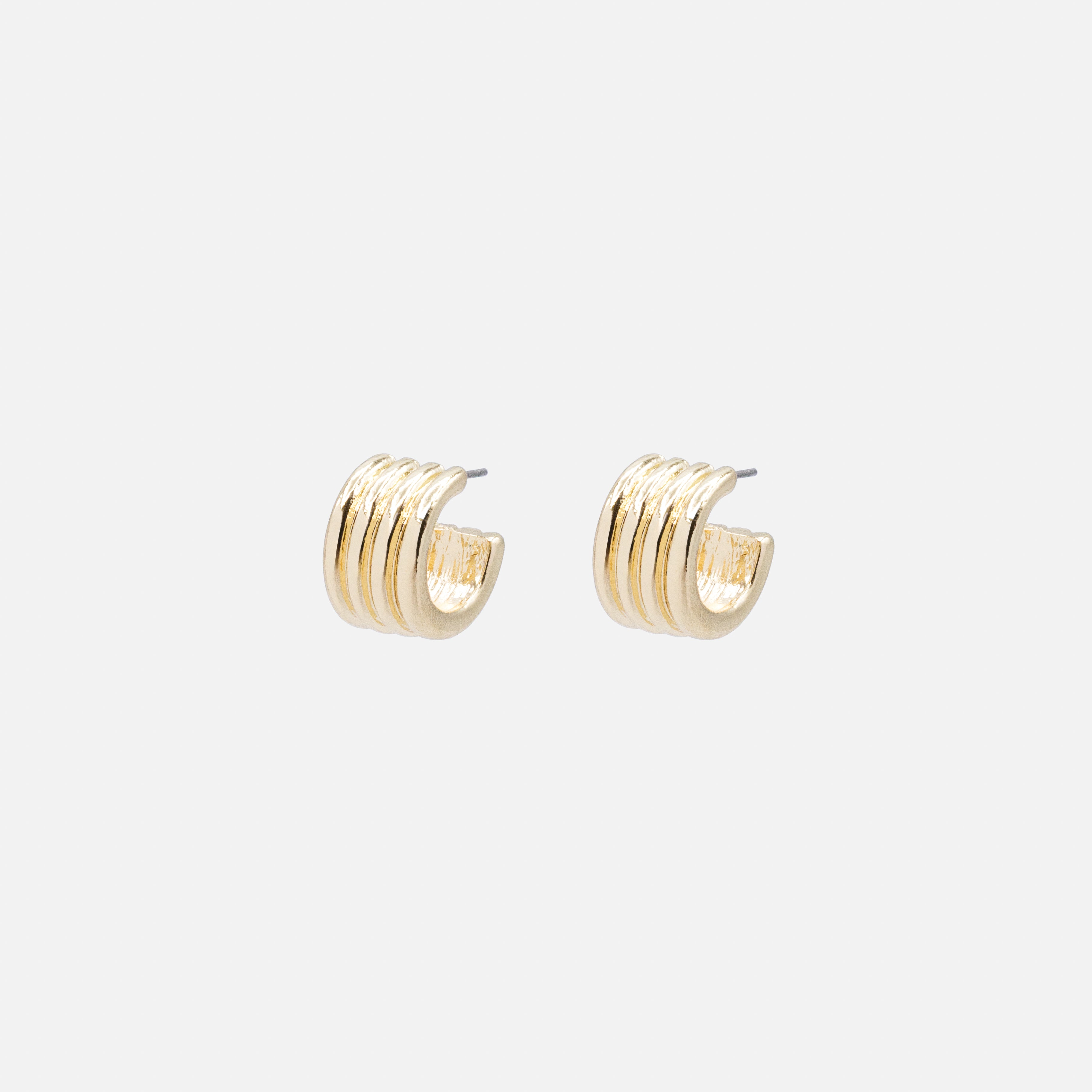 Boucles d'oreilles anneaux dorés à larges rainures