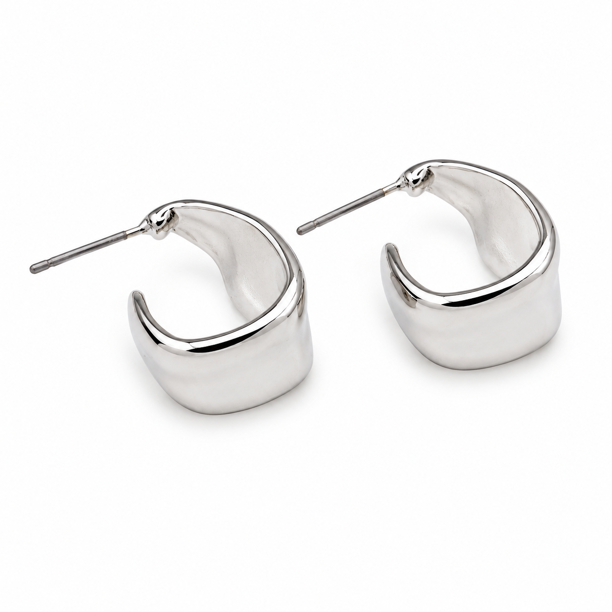 Boucles d'oreilles anneaux argentés imparfaits