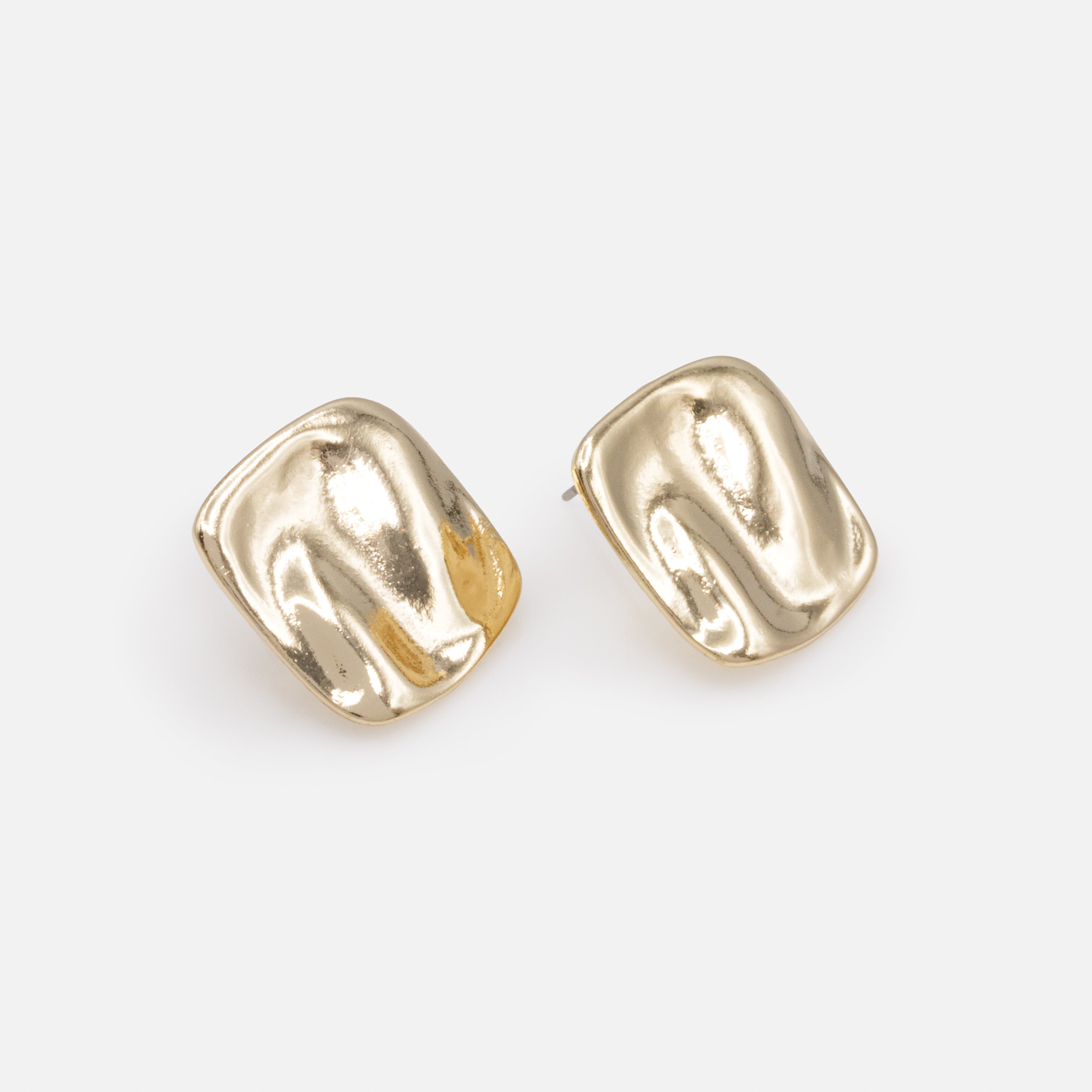 Boucles d'oreilles dorées carrées & ondulées