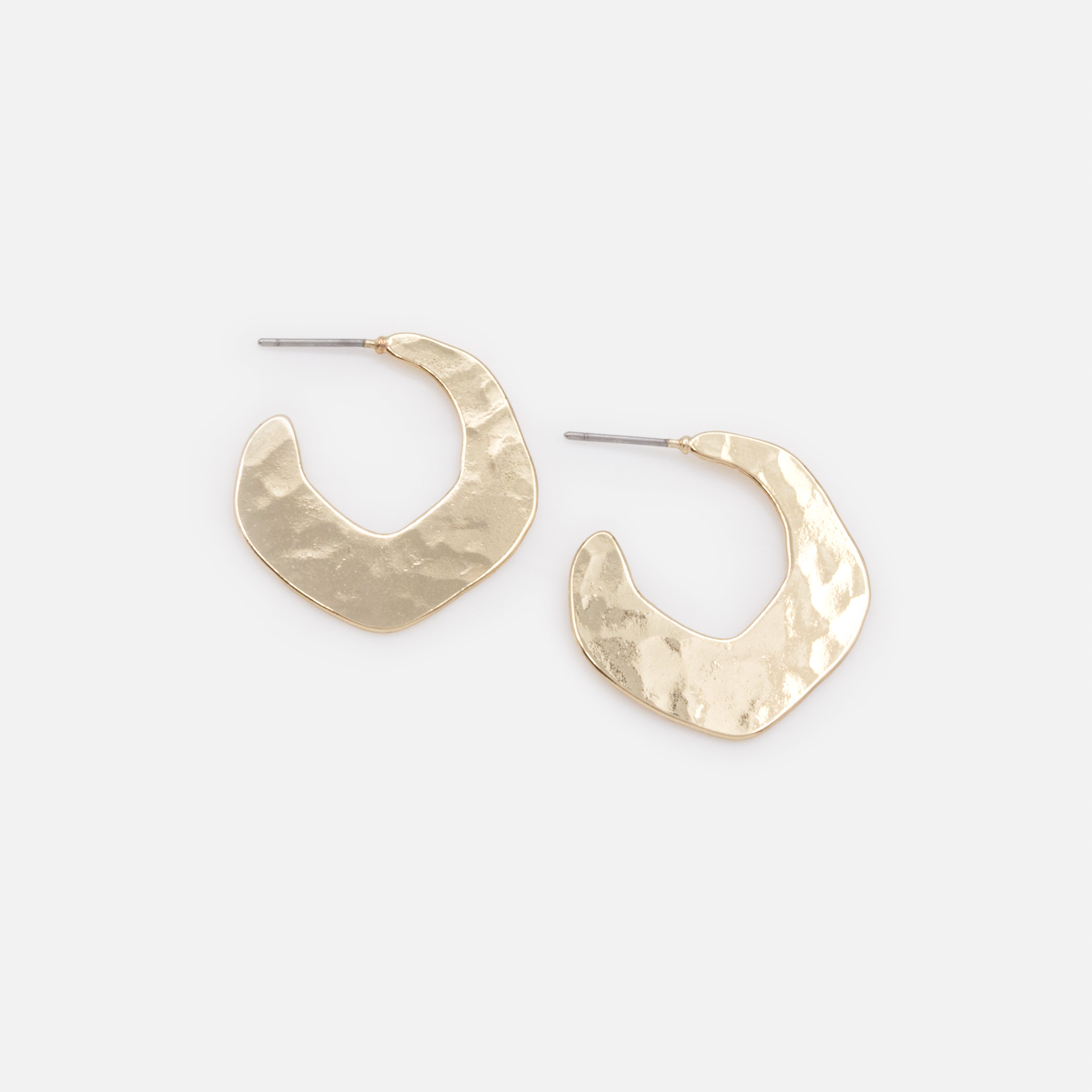 Boucles d'oreilles minces anneaux dorés martelés