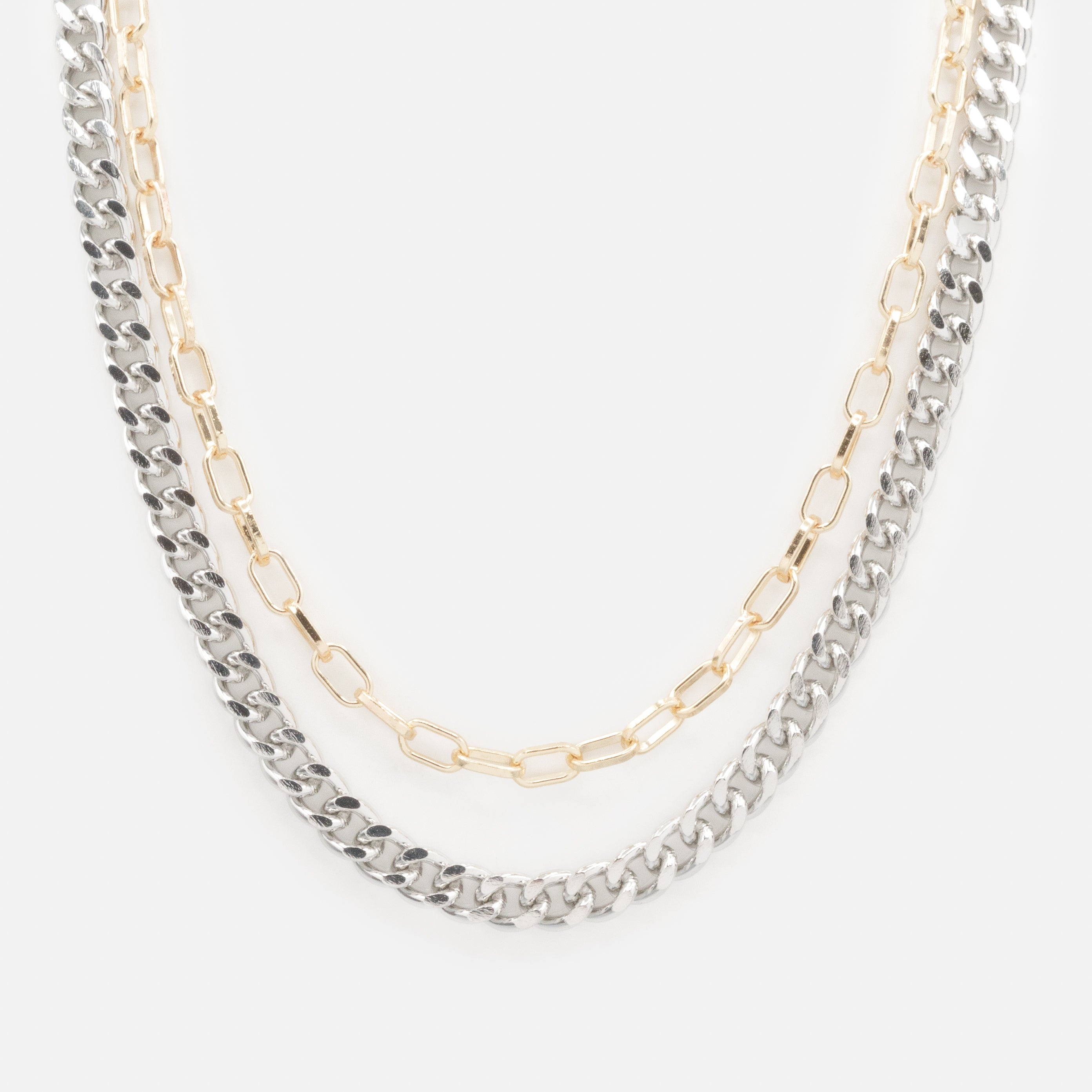 Collier double chaîne deux tons