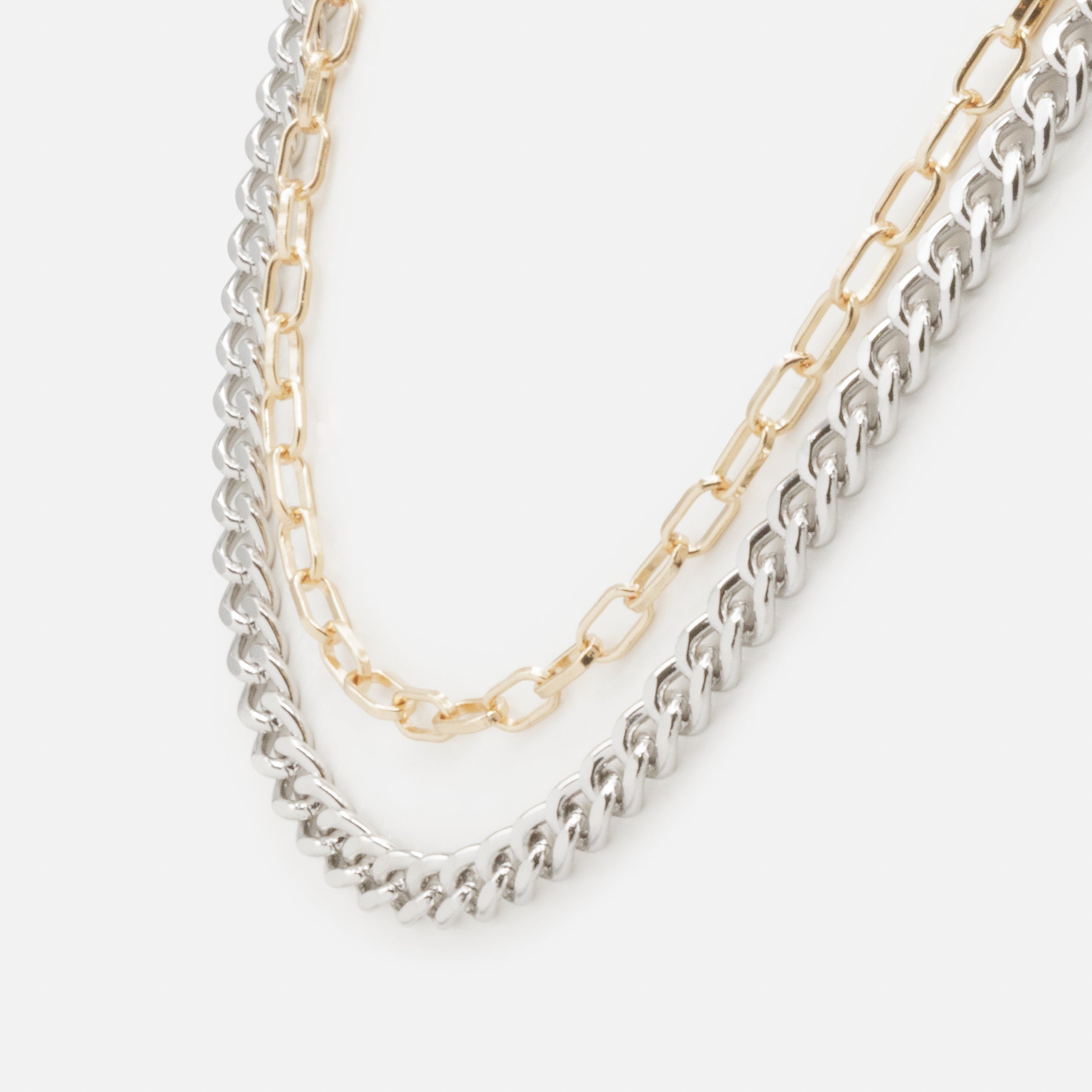 Collier double chaîne deux tons