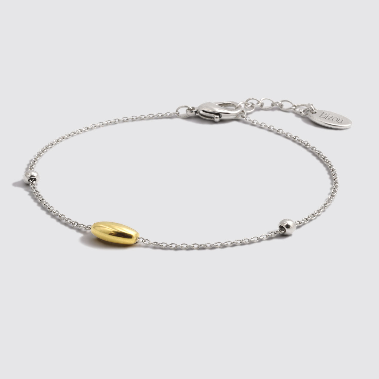 Bracelet argenté à perles bicolores