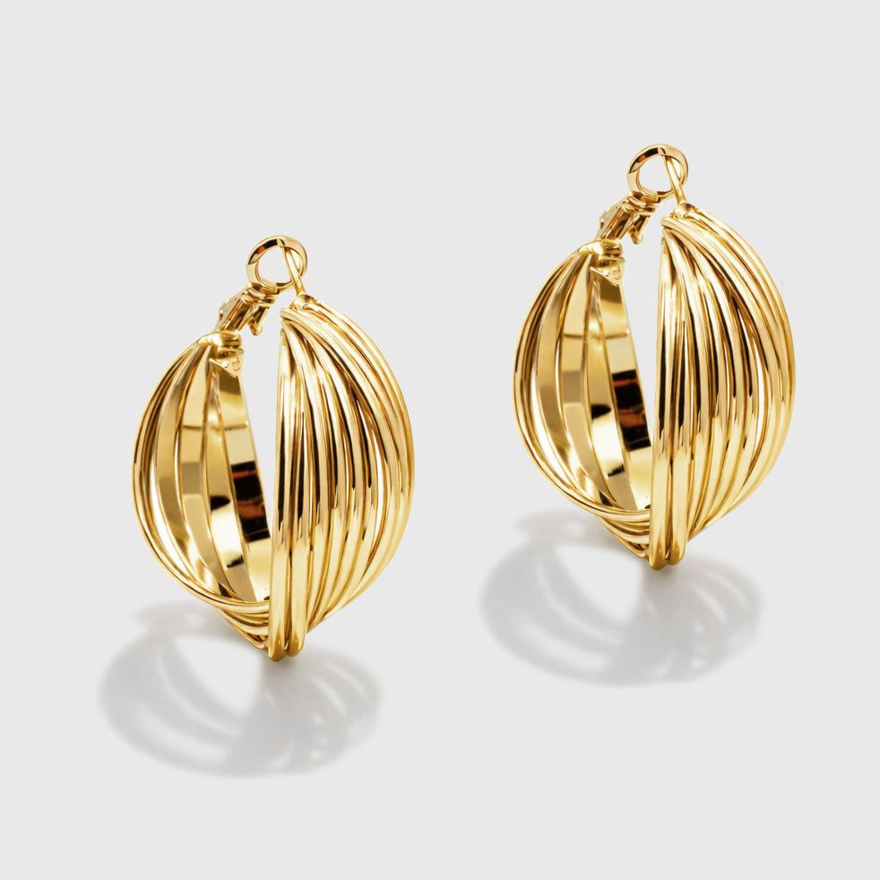 Boucles d'oreilles anneaux torsadés doré