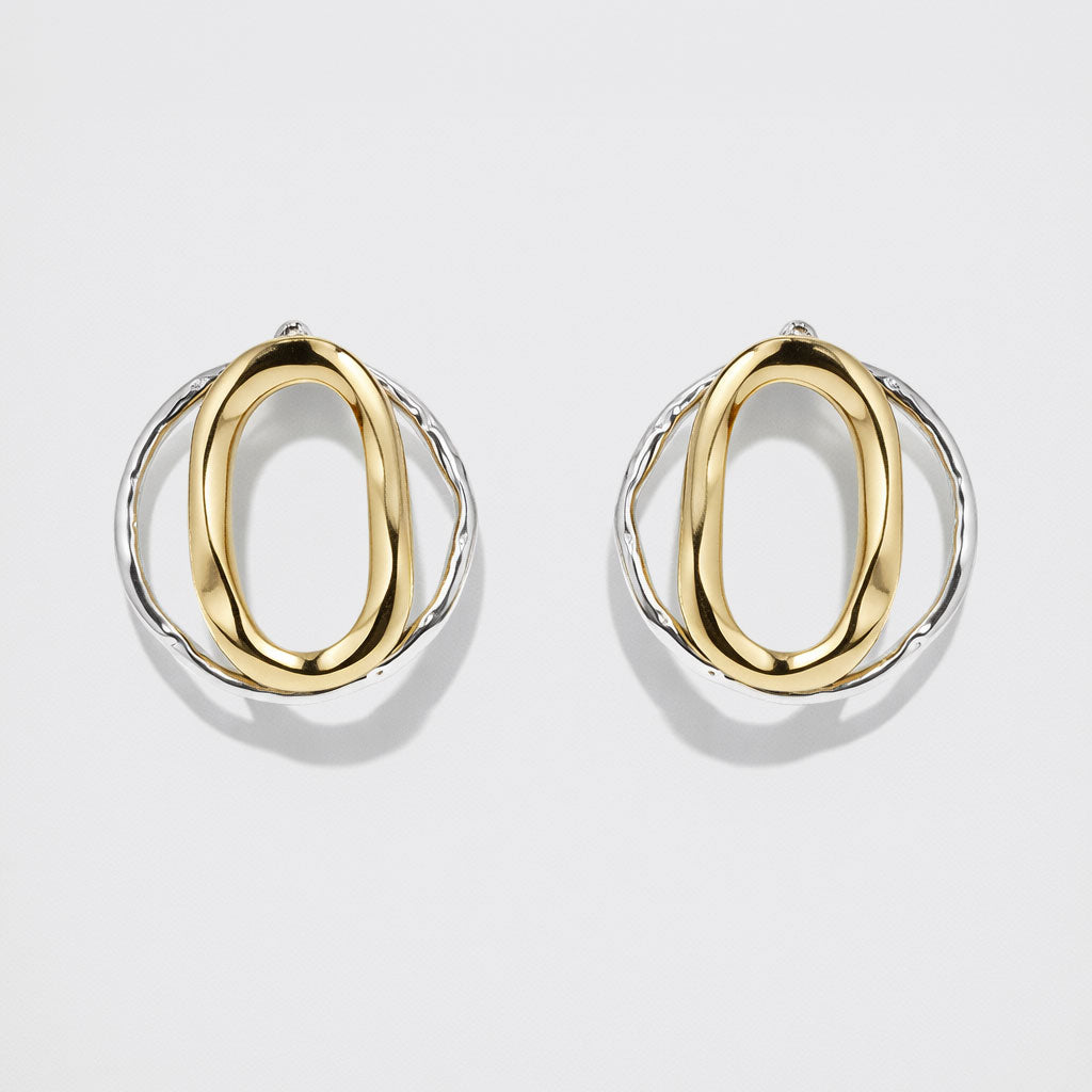 Boucles d'oreilles cercles superposés bicolores