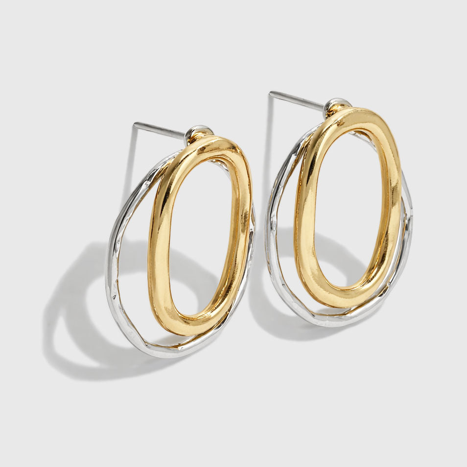 Boucles d'oreilles cercles superposés bicolores