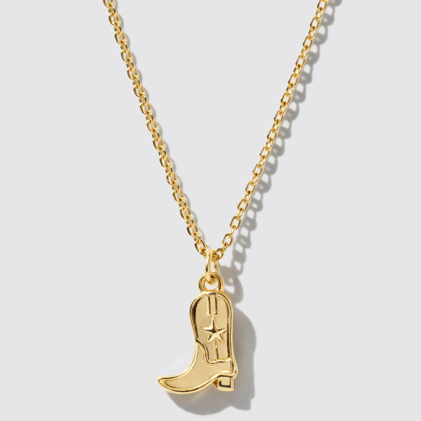 Collier à pendentif botte de cowgirl doré